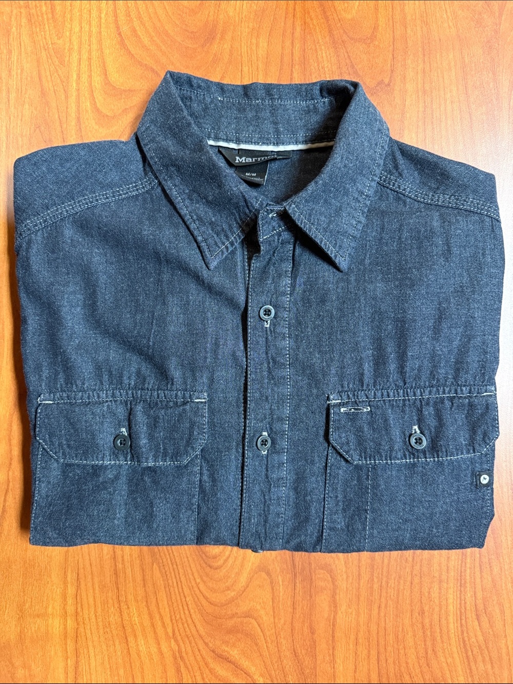 Marmot Men's Dark Blue Button-Down Casual Shirt - Long Sleeve